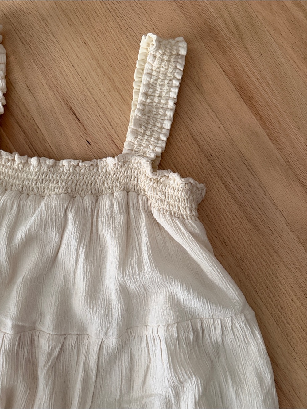 Like New - American Eagle Cream Tiered Sundress with Smocked Straps - Large - Picture 7 of 10